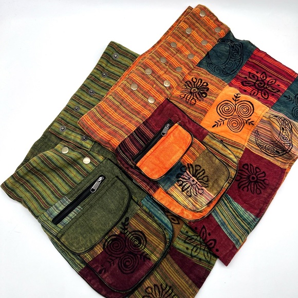 Patchwork Cotton Wrap Skirt with Blockprint - Picture 12 of 13